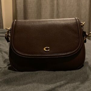 Coach Chocolate Brown Crossbody Bag with Gold Hardware